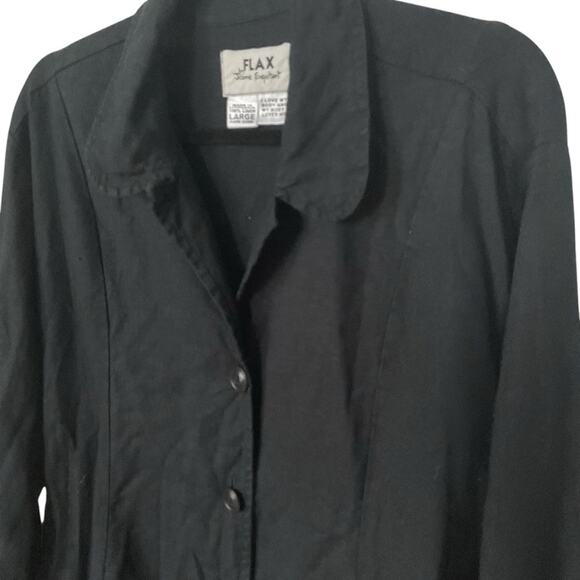 FLAX linen black jacket tunic large - Picture 5 of 7